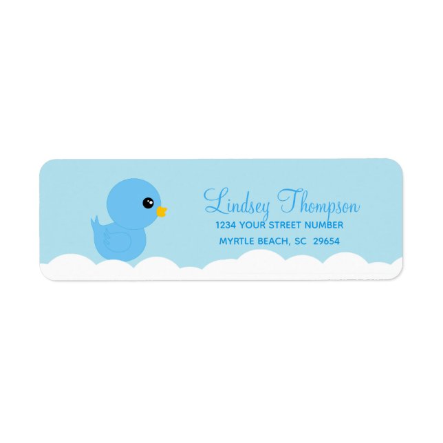 Étiquette Cute Blue Rubber Ducky Adresse de retour (Devant)