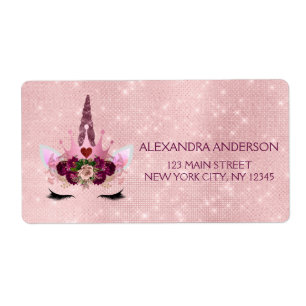 Étiquette Cute Blush rose Unicorne fête d'anniversaire