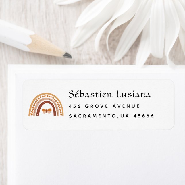 Étiquette Cute Boho Rainbow Baby shower Adresse de retour (En situation)