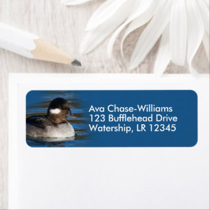 Étiquette Cute Bufflehead Duck à l'étang