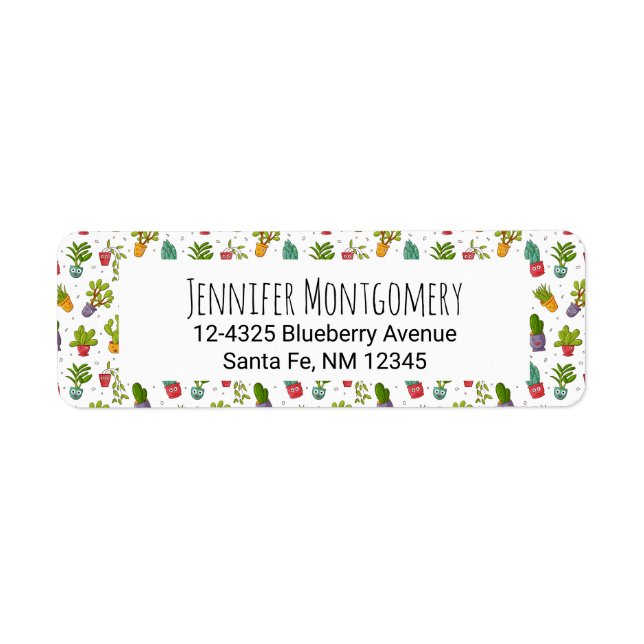 Étiquette Cute Cactus Nature Succulents Motif (Devant)