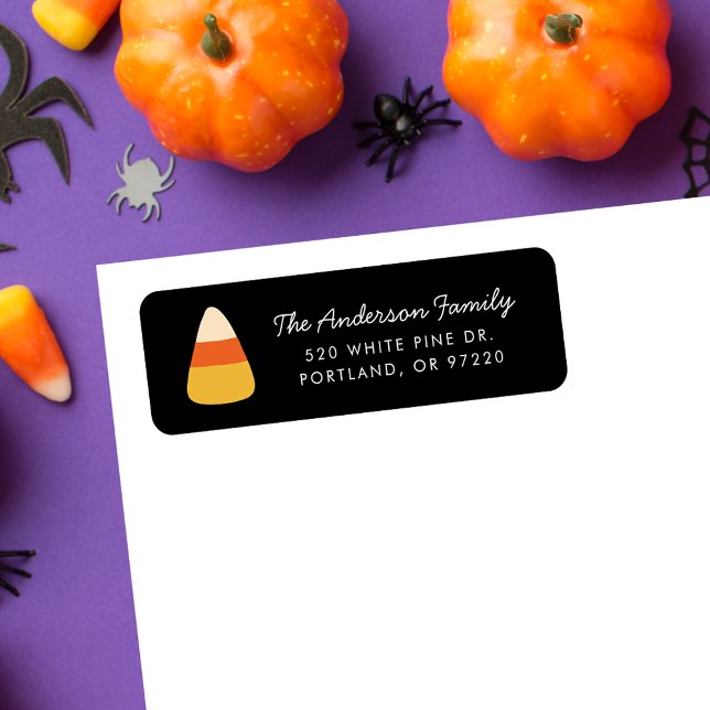 Étiquette Cute Candy Corn Halloween Adresse de retour (Créateur téléchargé)