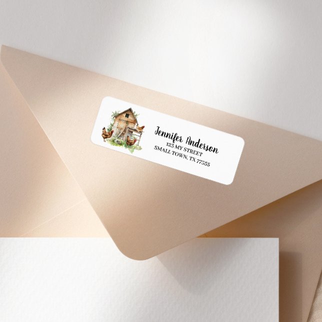 Étiquette Cute Chickens Coop Barn Address (Créateur téléchargé)