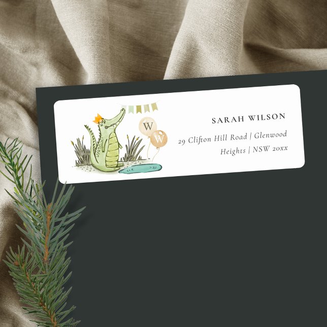 Étiquette Cute Chomp Alligator in Swamp Balloon Address (Créateur téléchargé)