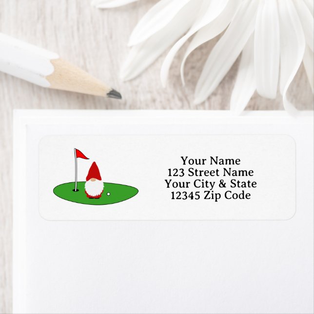 Étiquette Cute Christmas gnome golf return address labels (En situation)
