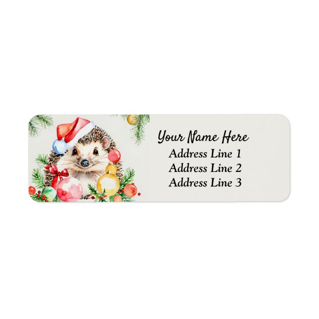 Étiquette Cute Christmas Hedgehog Return Address Label (Devant)