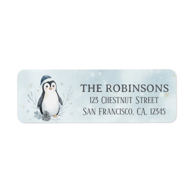 Étiquette Cute Christmas Penguin Custom Christmas (Devant)