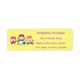 Étiquette Cute confiture session dessin animé musicien humou