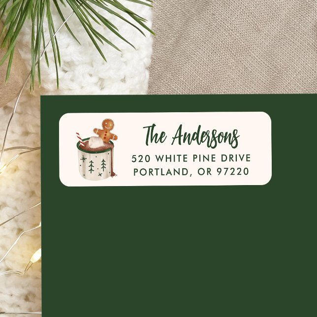 Étiquette Cute Cookies and Cocoa Holiday Return Address (Créateur téléchargé)