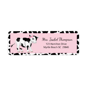 Étiquette Cute Cow Print Cow Address Label