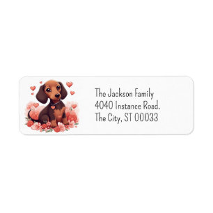 Étiquette Cute Dachshund Puppy Kawaii Chibi