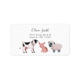 Étiquette Cute Farm Animals Return Adresse