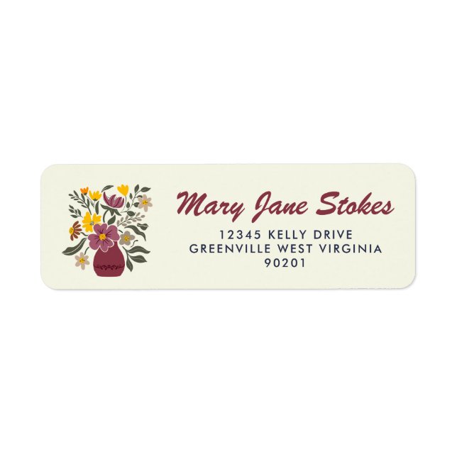 Étiquette Cute Floral Return Address Label | Personalized  (Devant)