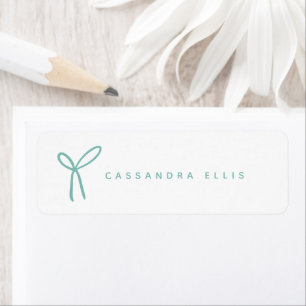 Étiquette Cute Girl Aqua Ribbon Bow personnalisé
