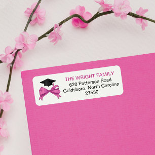 Étiquette Cute Girly Pink Bow Graduation Cap