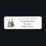 Étiquette Cute Gnome Christmas Tree Return Name Address<br><div class="desc">Cute Gnome Christmas Tree Return Name Address. Easily personalise the typography to your own details.</div>