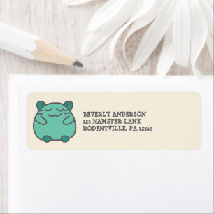 Étiquette Cute Green Kawaii Hamster Adresse Retour