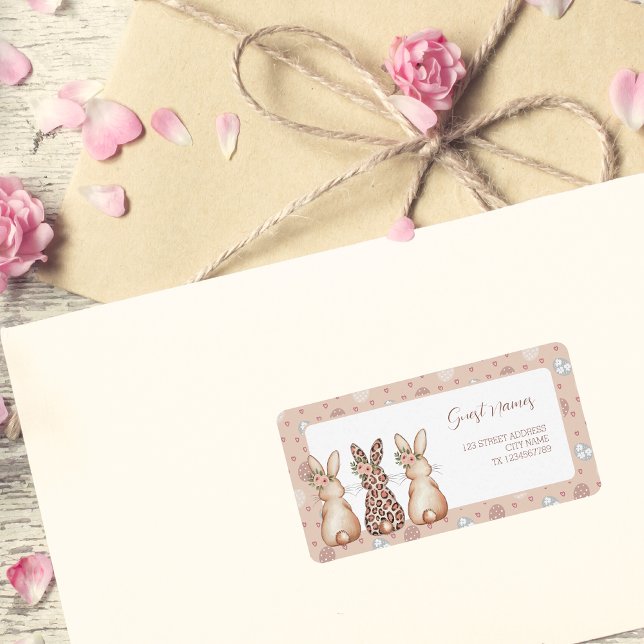 Étiquette Cute Hopping Bunnies Adresse Thème de Pâques (Cute Hopping Bunnies Easter Theme Address Label)