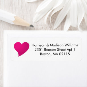 Étiquette Cute hot pink fuchsia heart custom Return Address