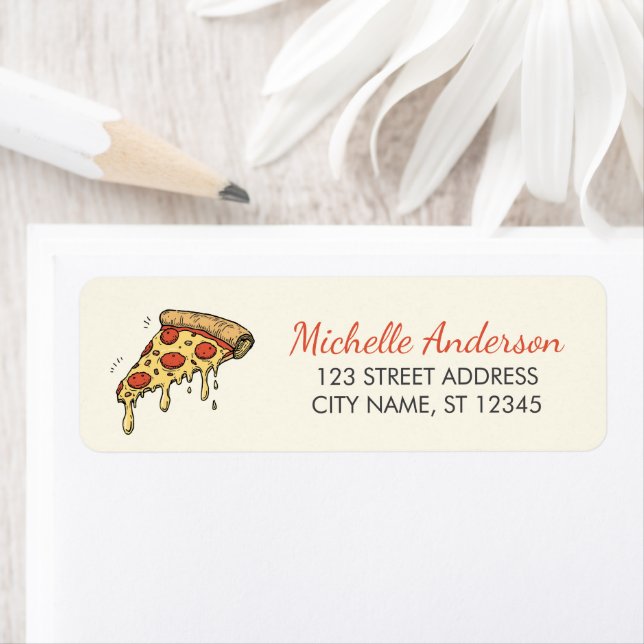 Étiquette Cute Italian Pizzeria Pizza Return Address         (En situation)