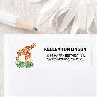 Étiquette Cute Jungle Safari Giraffe Anniversaire Adresse de