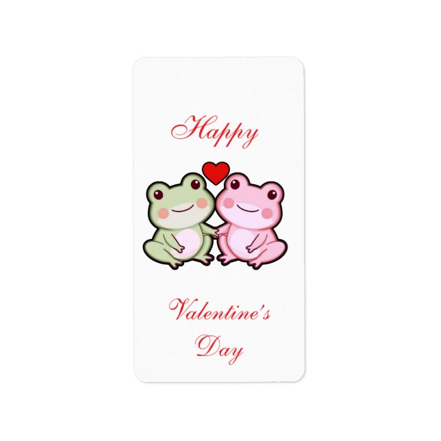 Étiquette Cute Kawaii Frog Couple Valentine’s Day Card (Devant)