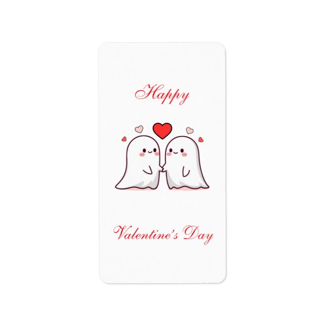 Étiquette Cute Kawaii Ghost Couple Valentine’s Day Card (Devant)