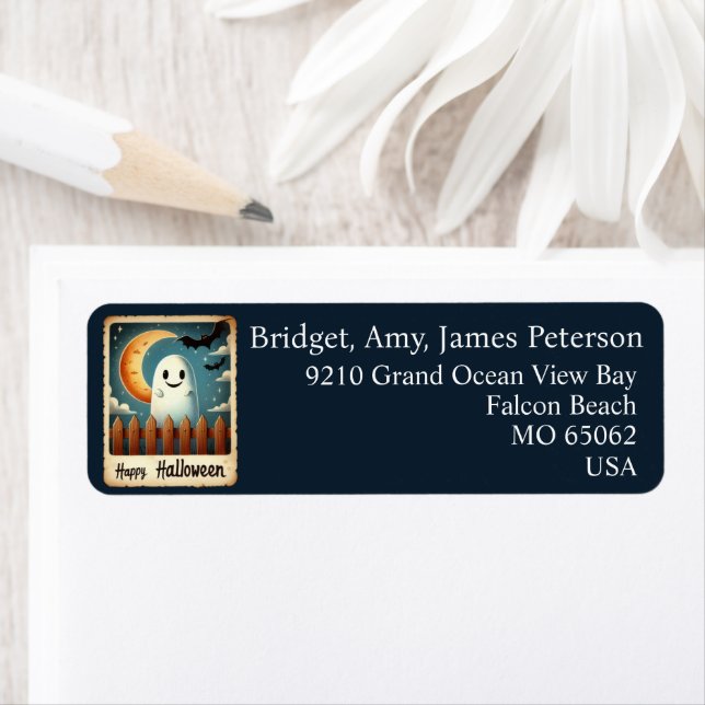 Étiquette Cute kawaii Halloween bleu esthétique personnalisé (En situation)