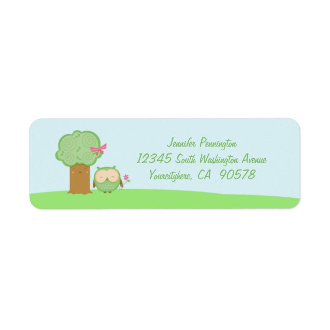 Étiquette Cute kawaii hibou retour enveloppe d'adresse étiqu (Devant)