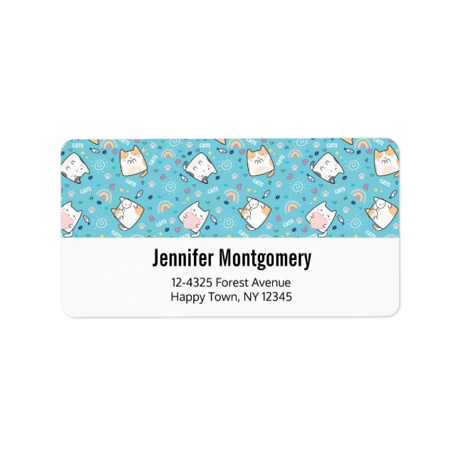 Étiquette Cute Kitty Chat Motif Whimsical (Devant)