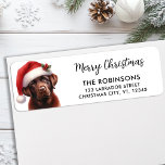 Étiquette Cute Labrador Christmas Père Noël Chien Retour Adr<br><div class="desc">Chocolat Labrador Retriever Christmas Retourner l'adresse Étiquettes Répandez les vacances avec notre délicieux Chocolat Labrador Retriever Christmas Retourner l'adresse Étiquettes! Parfaits pour les amoureux du Labrador, ces étiquettes ajoutent une touche de charme festif à votre correspondance de vacances. Caractéristiques Design charmant : Chaque étiquette est décoré d'un adorable Retriever au...</div>
