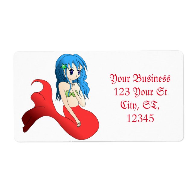 Étiquette Cute Mermaid à cheveux bleus Thunder_Cove (Devant)