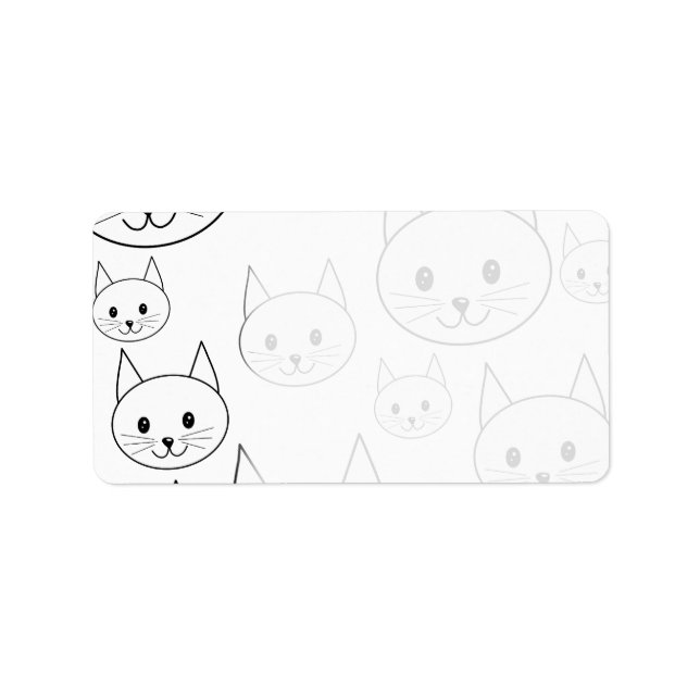 Étiquette Cute Motif de chats blancs. (Devant)
