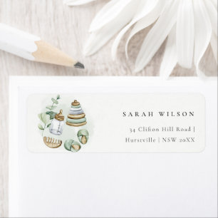 Étiquette Cute Nursery Essential Leafy Green Adresse