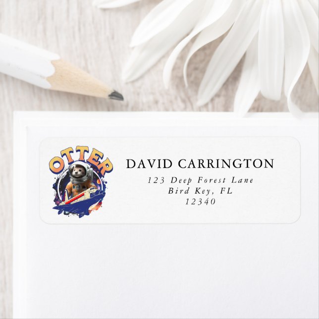 Étiquette Cute Otter Astronaut Navette spatiale Cadet (En situation)