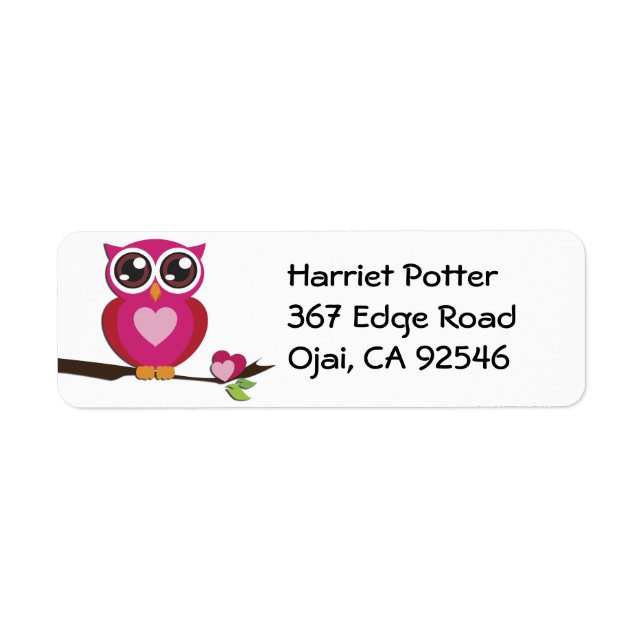 Étiquette Cute Owl Love Hearts Girly Retro (Devant)