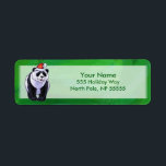Étiquette Cute Panda Bear in Santa Hat on Green<br><div class="desc">Animal Parade Festive Panda Bear in Santa Hat on Green Christmas Gifts, Decorations, and Supplies feature our fun artwork of a cute panda bear decked out in a red Santa hat painted by our talented children's book illustrator, Traci Van Wagoner. On the back of many of these fun animal gifts...</div>