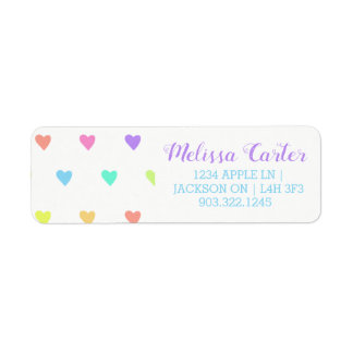 Étiquette Cute Pastel Rainbow Hearts Motif