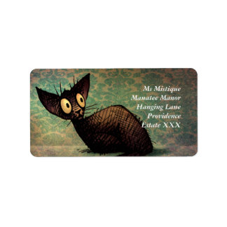 Étiquette Cute personnalisée Noir Oriental Cat Art
