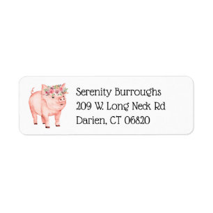 Étiquette Cute Pig Funny Farm Animal Boho Piggy