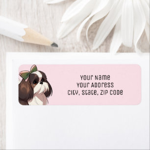 Étiquette Cute Pink Shih Tzu Amoureux des chiens Adresse de