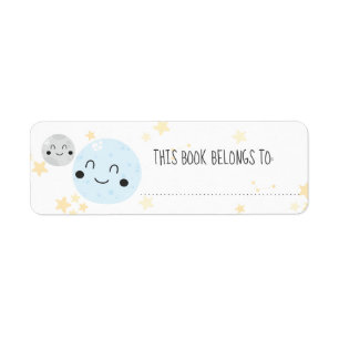Étiquette Cute Planet Moon & Stars Ce Livre Appartient À