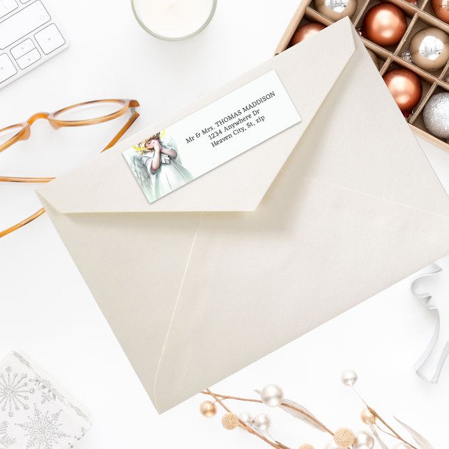 Étiquette Cute Praying Little Angel Return Address (Créateur téléchargé)