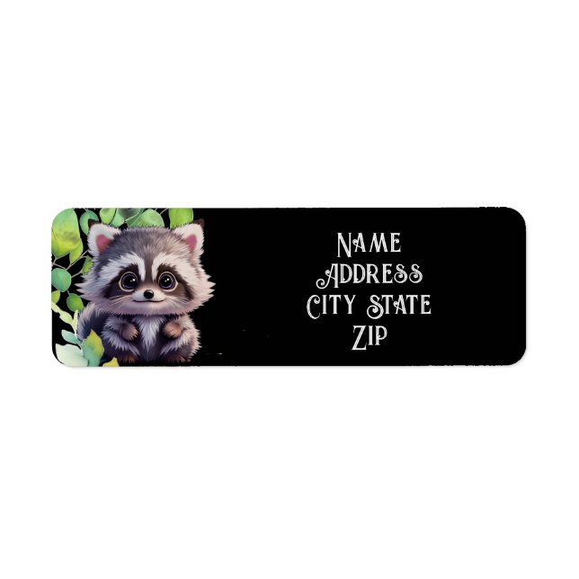 Étiquette Cute raccoon animaux de forêt amis de forêt (Devant)