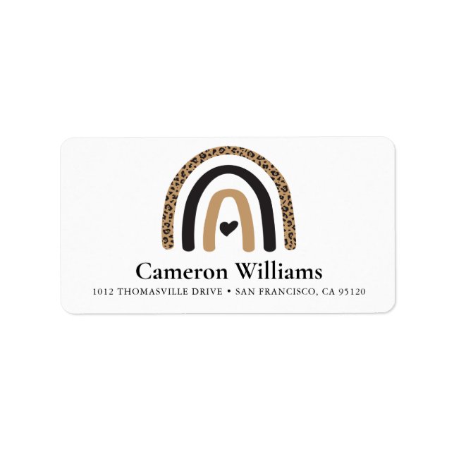 Étiquette Cute Rainbow Leopard Motif (Devant)