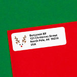 Étiquette Cute Reindeer Face with Red Nose Name<br><div class="desc">Shows a cute reindeer face with antlers,  ears,  eyes,  and red nose. Modern,  minimalist silhouette. Customize and personalize the name below the deer face.
Terrific for children,  teens,  and adults for the seasonal Christmas holiday in December. Get into the festive spirit with this adorable animal.</div>
