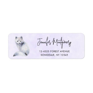 Étiquette Cute renard nordique avec marques florales
