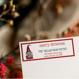 Étiquette Cute Rustic Merry Christmas Gnome Return Address