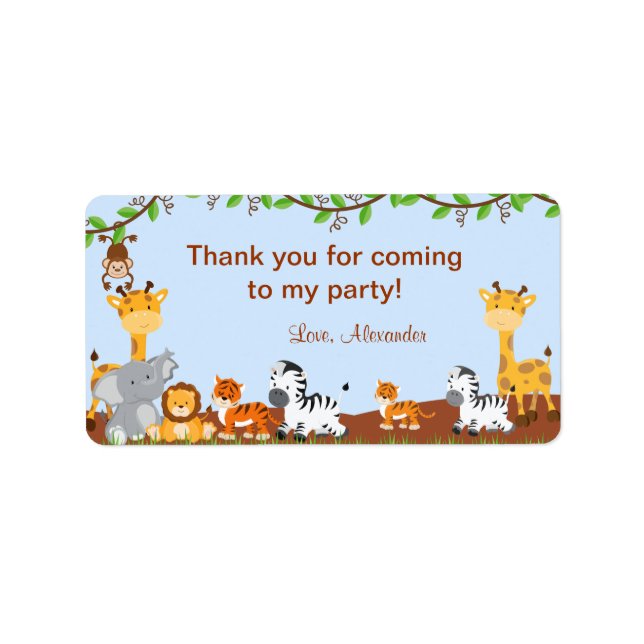 Étiquette Cute Safari Jungle Animal Birthday Favoriser Tags (Devant)