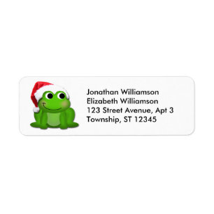 Étiquette Cute Santa Hat Frog Christmas Retourner l'adresse 